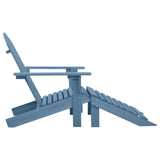 Garden Adirondack Chair with Ottoman Solid Fir Wood Blue 315865
