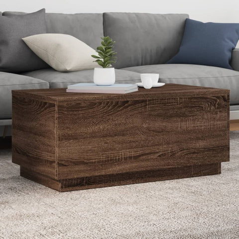 ZNTS Coffee Table with LED Lights Brown Oak 90x50x40 cm 839881