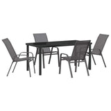 Garden Dining Set 5 pcs Grey and Black Powder-coated Steel 3379124