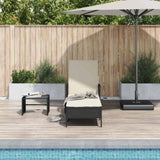 Sun Lounger Black and Cream White 55 x 200 x 92 cm Poly Rattan 365425