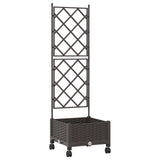 Garden Planter with Trellis&Wheels Brown 40 x 40 x 131.5 cm PP 3422934