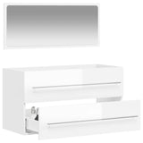 Bathroom Cabinet with Mirror High Gloss White Engineered Wood 833883
