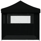Foldable Party Tent Pop-Up with 4 Sidewalls Black 4005030