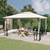 Gazebo with Sidewalls&Double Roofs 3x4 m Cream 318543