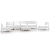 7 Piece Garden Lounge Set White Solid Pinewood 3082548