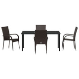 Garden Dining Set 5 pcs Brown Powder-Coated Steel 3379397