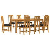 Dining Set 9 pcs Black Solid Oak Wood 3430409