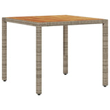 Garden Table with Acacia Wood Top Grey 90x90x75 cm Poly Rattan 365530