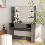 Makeup Table with LED Lights 100x40x135 cm MDF Grey 331542