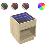 ZNTS Bedside Table with Infinity LED Sonoma Oak 40x40x50 cm 3284079