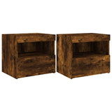 Bedside Cabinets with LED Lights 2 pcs Smoked Oak 50x40x45 cm 836772