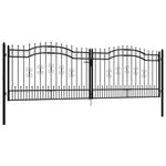 ZNTS Fence Gate with Spear Top Black 406x173 cm Powder-coated Steel 151101