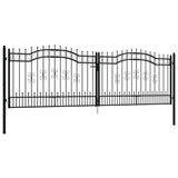 ZNTS Fence Gate with Spear Top Black 406x173 cm Powder-coated Steel 151101