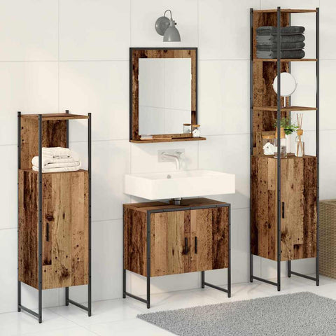 Bathroom Furniture Set with Door 4 pcs Brown 33 x 33 x 185.5 cm 3334409