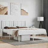 Metal Bed Frame without Mattress with Headboard White 160x200cm 352532