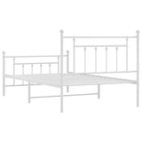 Bed Frame White Powder-Coated Steel Single Bed Frame 353599