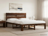 Double Bed Frame with Headboard ROSTOCK Dark Brown 140 x 200 cm 3405485