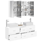 Bathroom Furniture Set 4 pcs White Engineered Wood and Glass 3406863