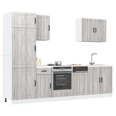 ZNTS 7 Piece Kitchen Cabinet Set Kalmar Grey Sonoma Engineered Wood 3314777