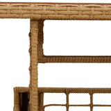 Garden Table Natural 100 x 55 x 37 cm PE Rattan and Glass 42035142