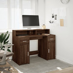 Desk with LED Lights Brown Oak 120x55x91 cm Engineered Wood 3309417