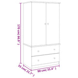 Wardrobe ALTA White 90x55x170 cm Solid Wood Pine 353930