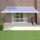 Retractable Awning Blue and White 5x3 m Fabric and Aluminium 3154525