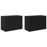 Garage Wall Cabinets 2 pcs Black Engineered Wood 860646