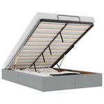 Ottoman Bed Frame without Mattress Light Grey Double Fabric 3310919