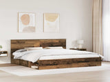 Bed Frame with Headboard Old Wood 200 x 200 cm Solid Pine Wood 3410972