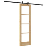 Sliding Door Natural 61 x 198.5 cm Solid Pine Wood and Glass 3332293