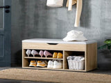 Shoes Cabinet Bench Hidden Storage Padded Seat Organiser Footwear Rack Hallway Oak Tone T3398P344668