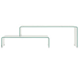 2 Piece Coffee Table Set 90x30x20/110x30x40 cm Tempered Glass 284728