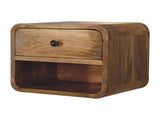 Solid Wood Mini Floating Open Bedside, 1 Drawer and 1 Open Slot, Oak-ish, Brown B2743P402955