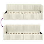 Corner Bed Frame with Headboard Cream 80 x 200 cm Velvet 42016253
