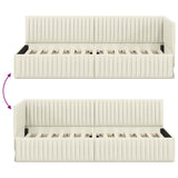 Corner Bed Frame with Headboard Cream 80 x 200 cm Velvet 42016253