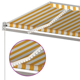 ZNTS Manual Retractable Awning with LED 500x350 cm Yellow and White 3069023