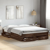 Bed Frame with Drawers without Mattress Brown Oak 160x200 cm 3280376