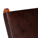Folding Relaxing Chair Brown Real Leather 246363