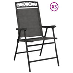 Folding Garden Chairs 8 pcs Melange Grey Steel and Textilene 3157294