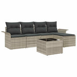 Outdoor Sofa with Cushion 6 pcs Light Grey Poly Rattan 3345332