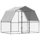 Chicken Cage with Roof and Door Silver Galvanised Steel 3294910