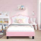 Children's Bed Frame with Headboard Pink 90 x 200 cm PU 42011083