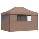 Foldable Party Tent Pop-Up with 4 Sidewalls Brown 4005028
