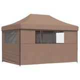 ZNTS Foldable Party Tent Pop-Up with 4 Sidewalls Brown 4005028