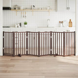 Dog Gate with Door Foldable 6 Panels Brown Oak 300 cm Solid Wood Fir 352295