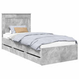 Bed Frame with Drawer Concrete Grey 100 x 200 cm Engineer Wood 3410200