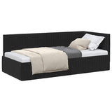 Corner Bed Frame with Headboard Black 90 x 190 cm Velvet 42016261