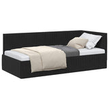 Corner Bed Frame with Headboard Black 90 x 200 cm Velvet 42016271
