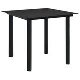 Dining Set Black PVC rattan, powder-coated steel, glass 3058282